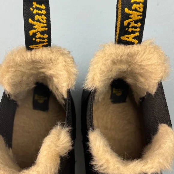 Dr Martens 2976 Leonore Black Leather Faux Fur Lined Chelsea Boots Women's 10 - Picture 6 of 7